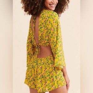 Free People Mangolia‎ Yellow Floral Jumpsuit Size Small New With Tags